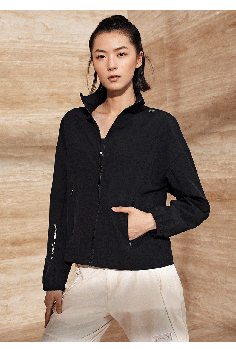 安踏(anta) 安踏运动外套女梭织开衫吸湿速干上衣运动健身跑步立领