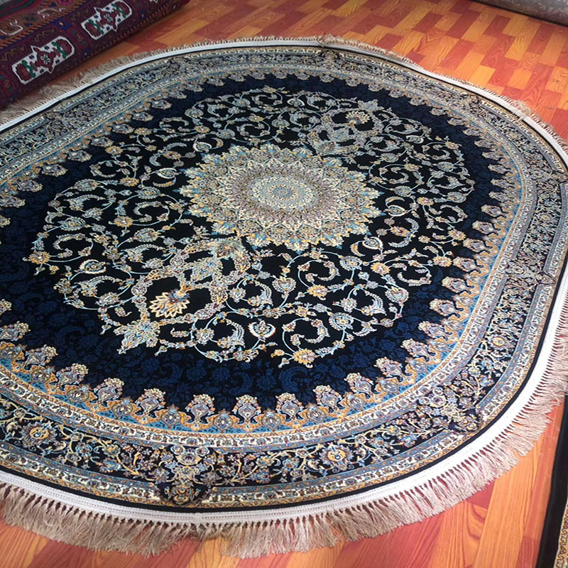 原装波斯地毯真丝地毯欧式美式地毯客厅卧室床边床头床尾地毯宝蓝色