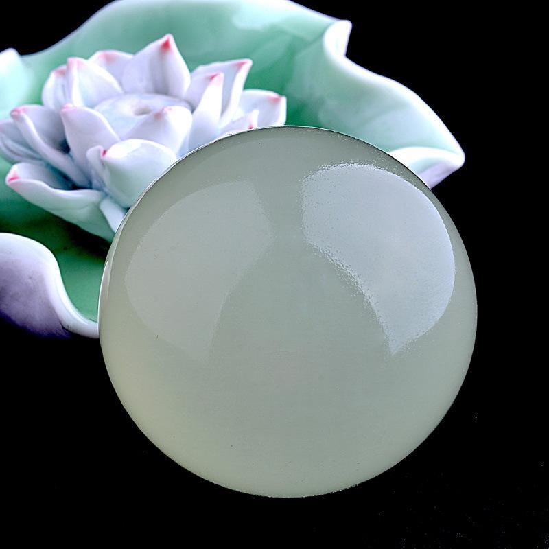 宝利嘉冰种白玉手球手把件送长辈玉石健身球玉球玉器把玩阿富汗48mm