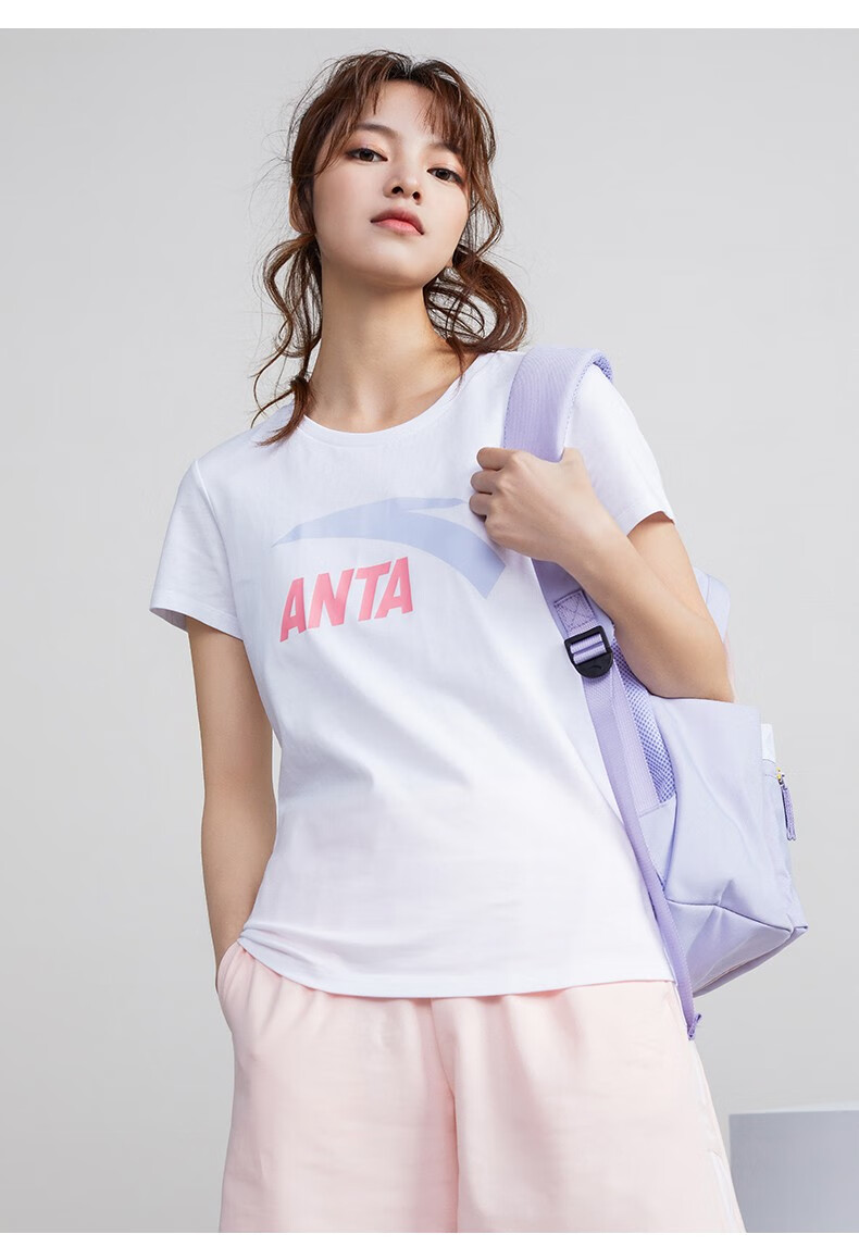 安踏短袖t恤女2022年夏季新款女士圆领半袖跑步健身运动休闲上衣8基础