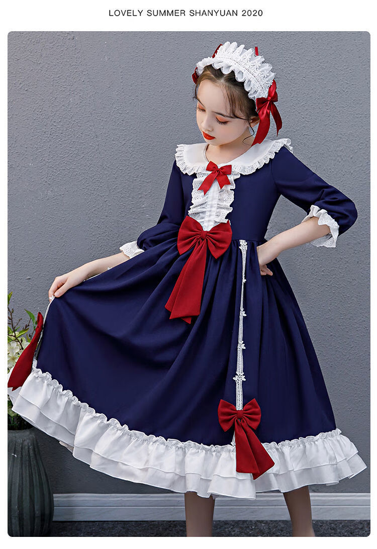 女童洛丽塔连衣裙秋冬加绒加厚保暖儿童公主裙全套lolita裙子514岁hp