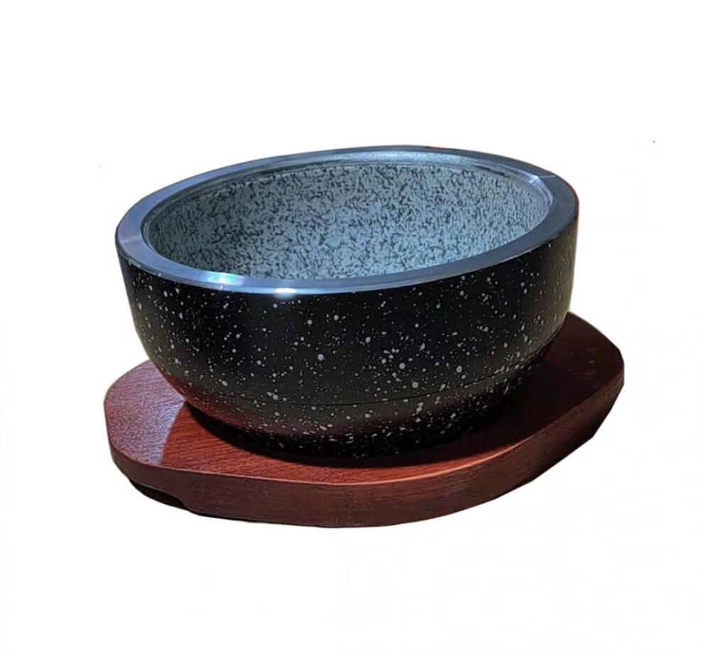 石锅拌饭餐具韩式料理餐具韩式石碗石锅拌饭专用锅带板石锅商用直径14