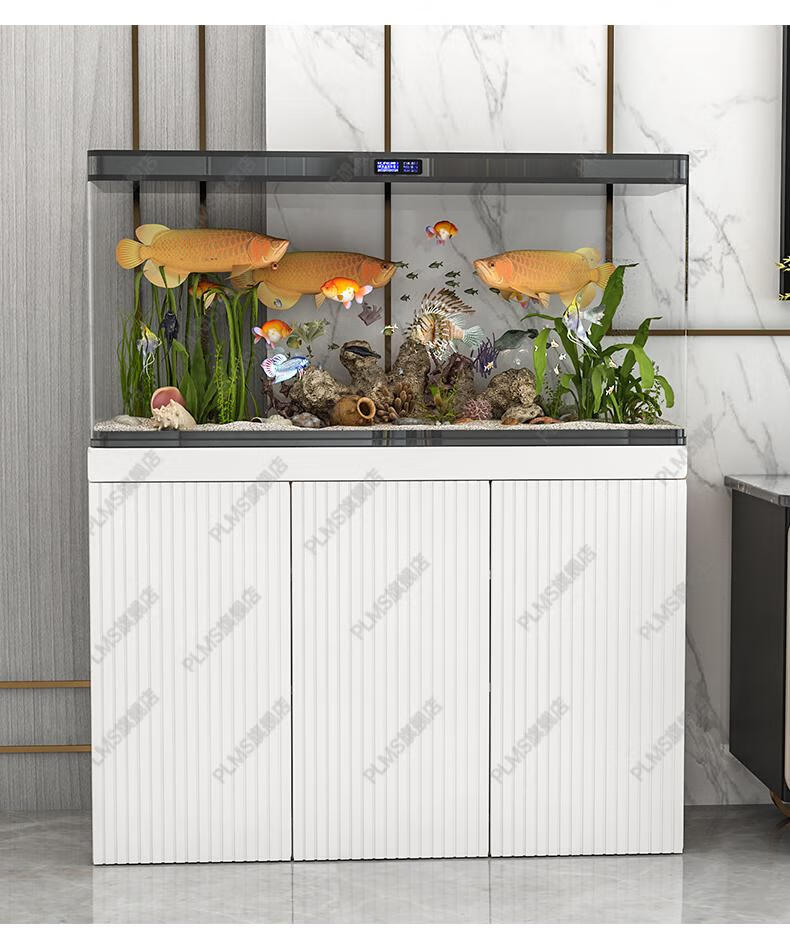 高颜值放鱼缸的柜子 甜色轻奢客厅中小型鱼缸柜家用水族箱超白龟缸