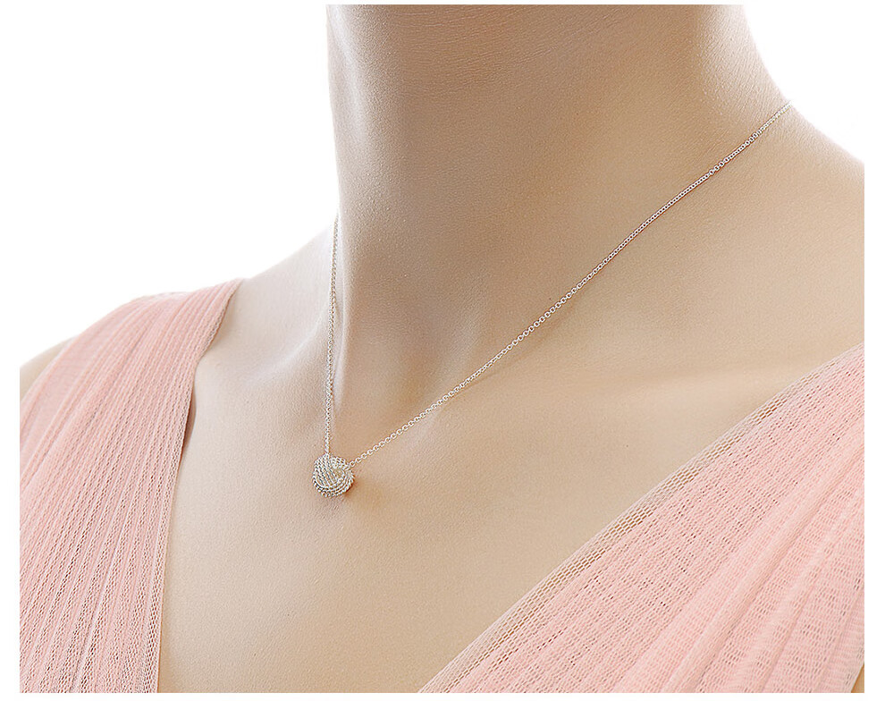 蒂凡尼925银女士项链 结型毛线球锁骨链吊坠 七夕情人节生日礼物 毛球