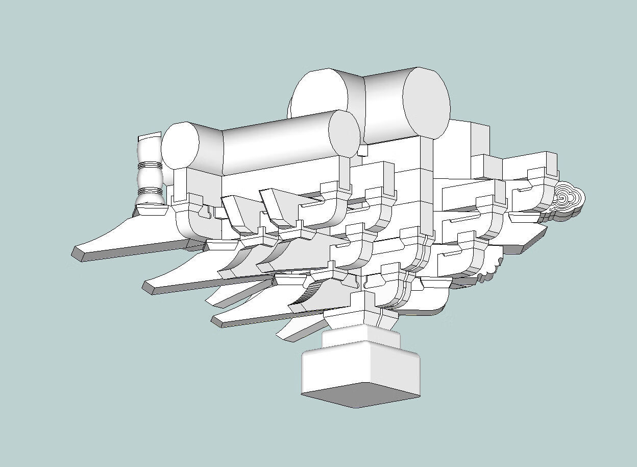 古建筑斗拱模型 清式合集三踩五踩七踩九踩 中式榫卯积木玩具 三踩单