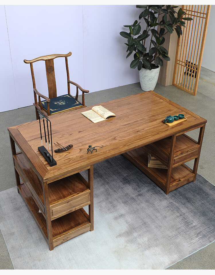 实木书桌榆木书法桌子专用桌书画桌家用新中式办公桌写字台毛笔13米