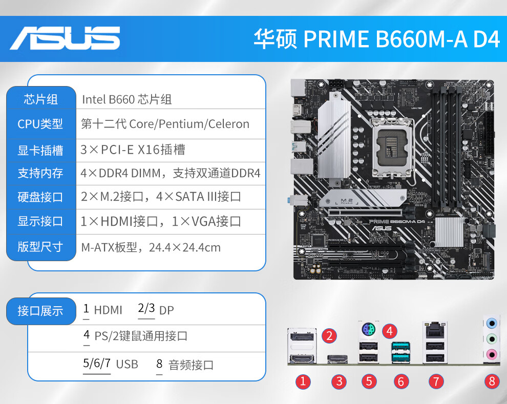 英特尔intel十二代处理器12100f12100盒装搭配华硕h610b660cpu主板