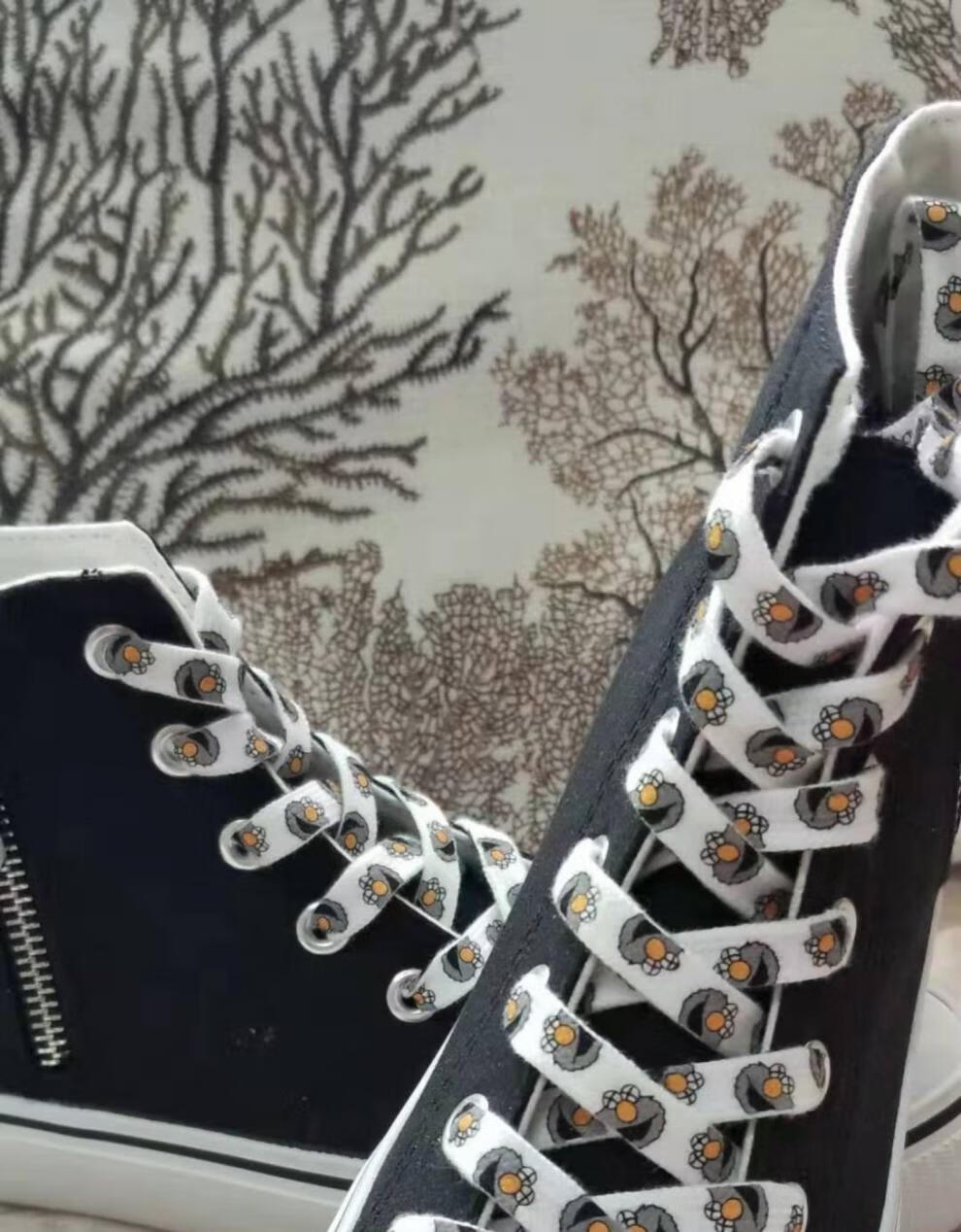 适配芝麻街kaws鞋带匡威1970s万斯耐克ajaf潮流可爱印花百搭鞋带 粉红