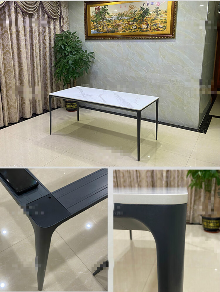 德骊嘉意式岩板餐台脚小户型桌腿大理石餐桌脚支架实心铝合金脚架子