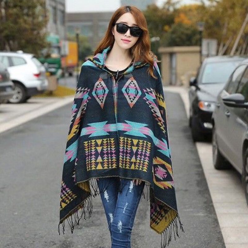 斐珺服饰配件新品披肩女秋冬款民族风旅游外搭披肩斗篷女秋冬加厚保暖