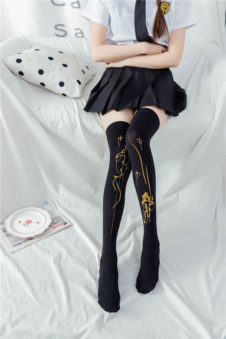 好品质女士长袜美腿袜日系过膝袜娘二次元长筒袜汉服学院风印花萝莉袜