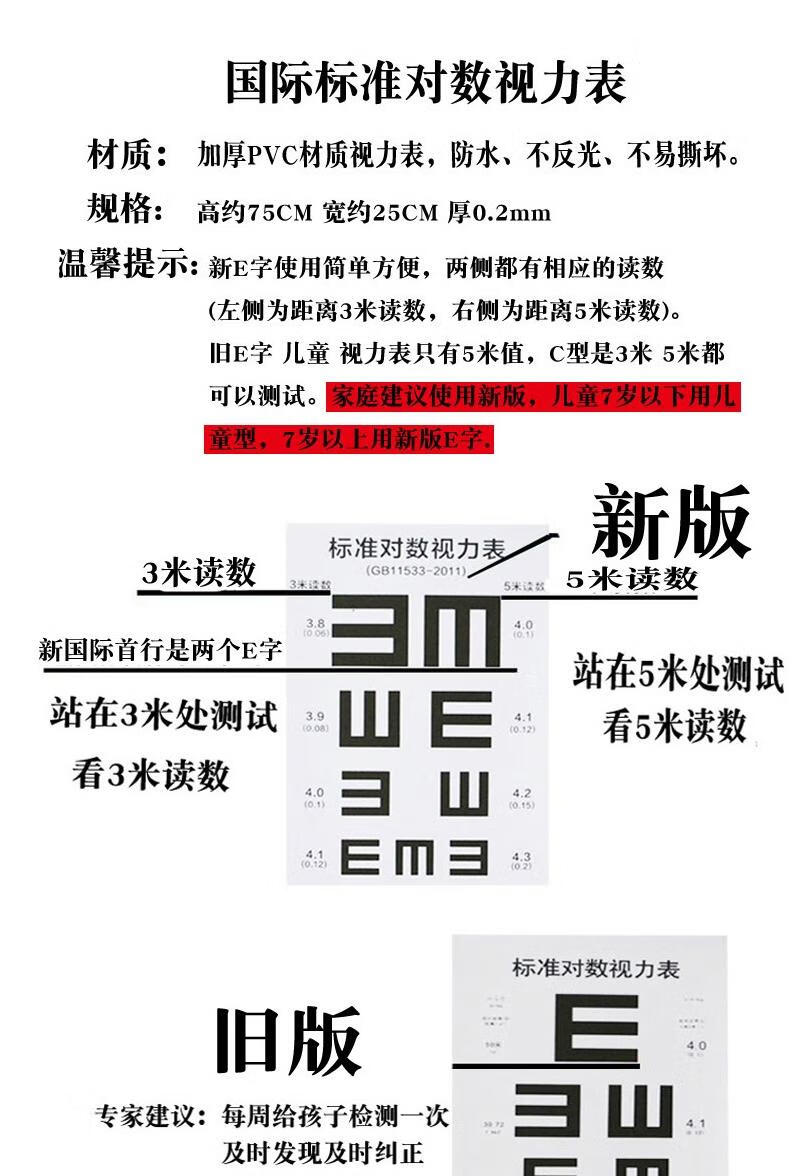 標準視力表掛圖兒童家用卡通e字c型遠視力測試眼對數防水兒童籃板藍棒