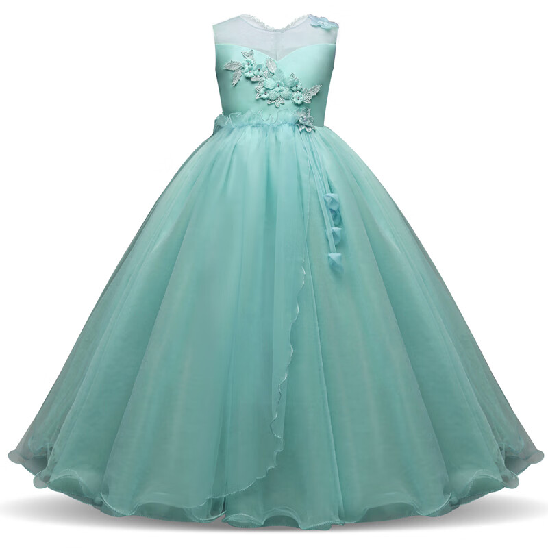 女童礼服裙演出服 儿童晚礼服拖地长裙连衣裙公主裙夏中大童4-15岁