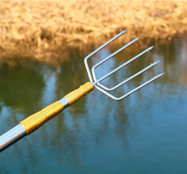 邦加2020多功能大倒刺不锈钢头 可伸缩加厚杆 钢叉渔叉鱼插子 大九齿
