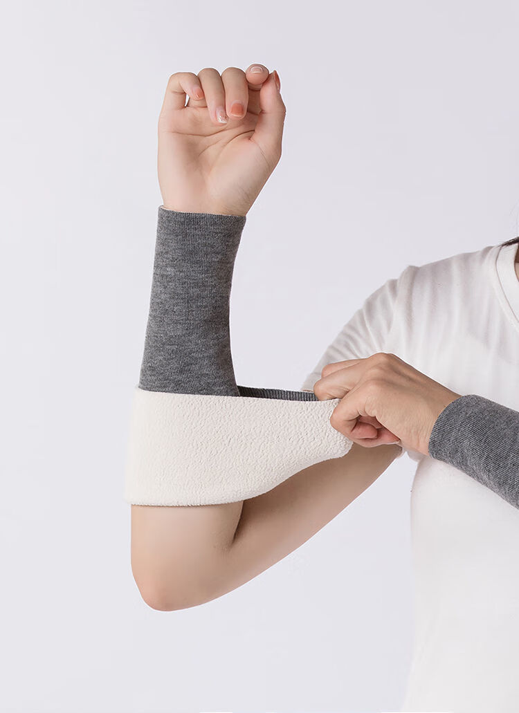 俞兆林冬季加绒长护肘男女保暖护臂袖套运动防寒半截假袖子肘关节套