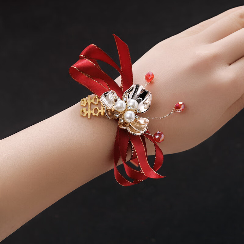 唯美森系新娘手腕花伴娘姐妹团手花朵手环儿童跳舞结婚礼花环 5