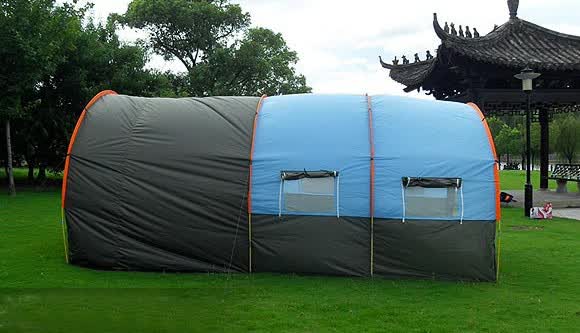 帐篷户外 两室一厅 户外多人烧烤野营野餐大隧道帐篷一室两厅防暴雨十