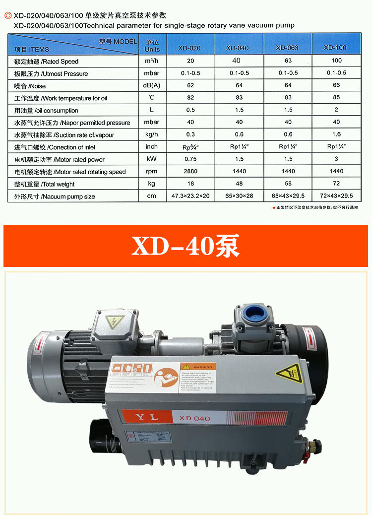 国产普旭旋片式真空泵油泵xd040系列包装机小型抽气工业用真空泵 xd