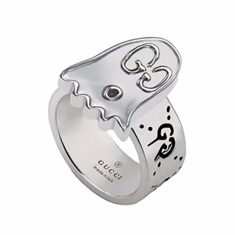 情人节礼物gucci古驰银质ghost系列精灵戒指指环ay礼物银色11