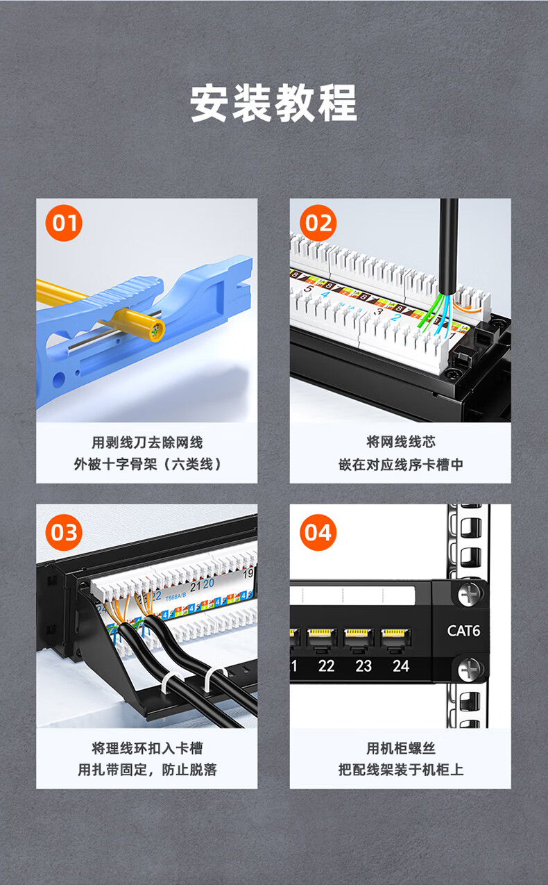 網絡配線架超5五6六類2448口工程千兆光纖跳線排理線1u加厚金屬線纜