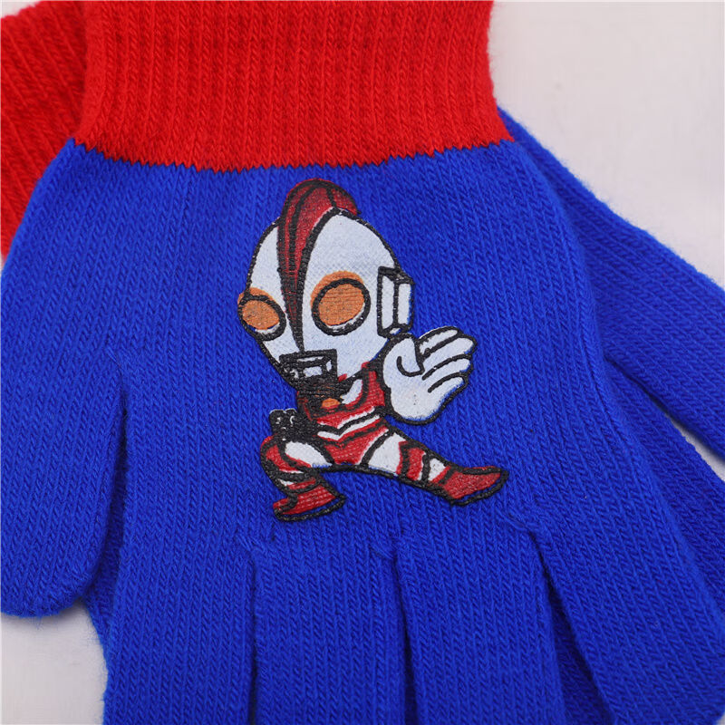 迪士尼disney男童奥特曼手套2儿童保暖二件套3秋冬4岁宝宝5针织6连指