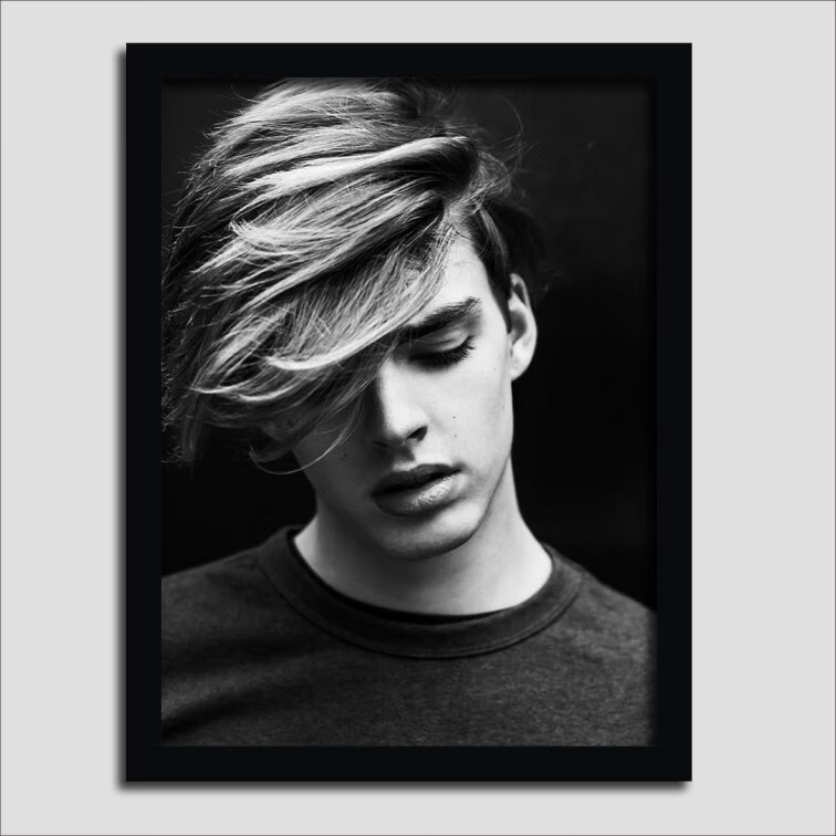 亦升 油头发型图男士造型理发店挂画发廊装饰画美发店海报壁画相框墙