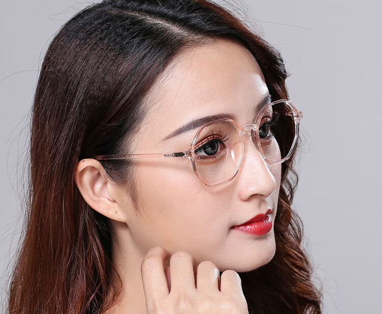 时尚超轻近视眼镜 多边形眼镜框网红时尚六边形眼镜架配平光 经典黑