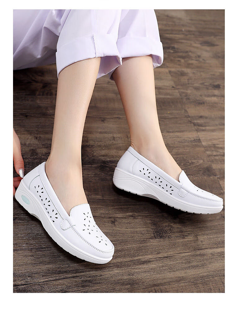 蔻梅秋冬气垫护士鞋女白色坡跟透气防滑小白鞋医院工作鞋m276加绒款35