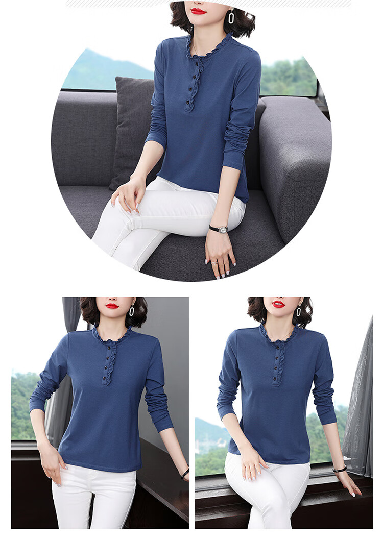 菲姿女装品牌同款抖音黑色棉质t恤女秋装2021年潮款宽松内搭打底衫