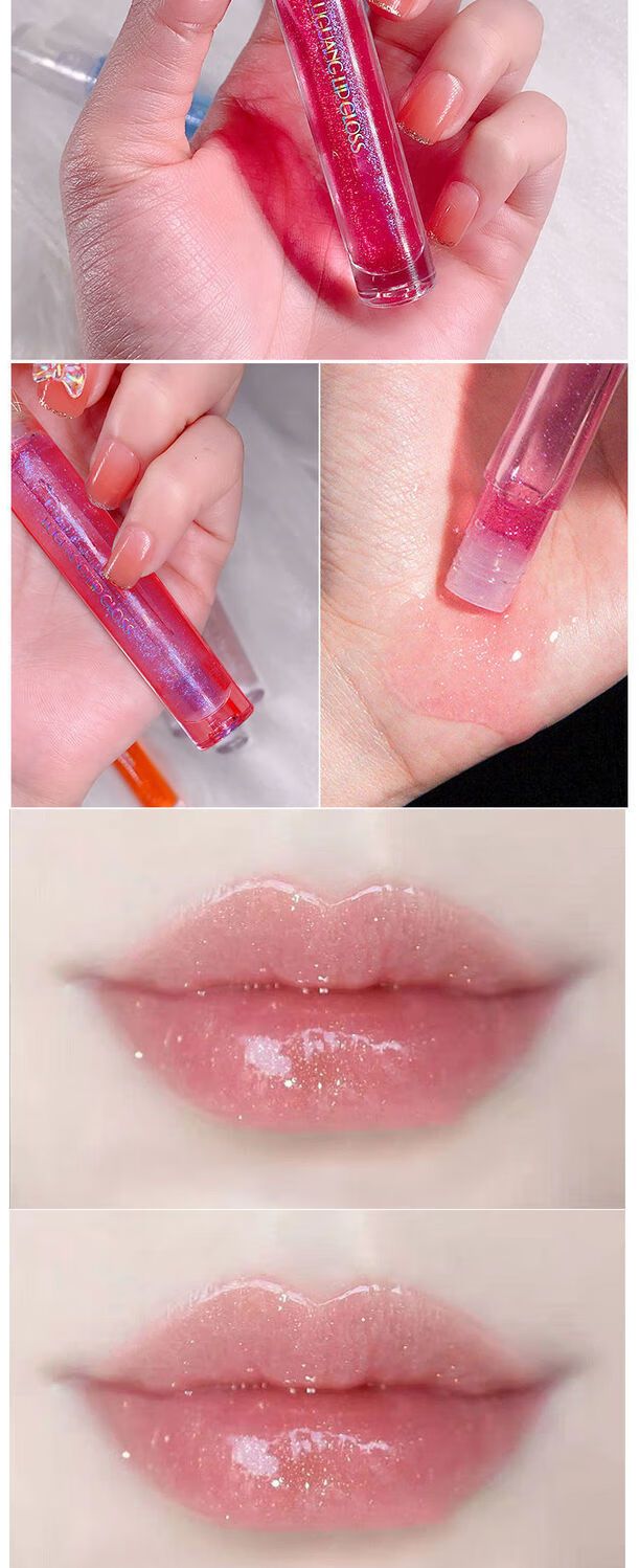 透明唇蜜珠光带闪无色补水嘟嘟唇叠涂口红亮晶晶玻璃唇唇釉带细闪6