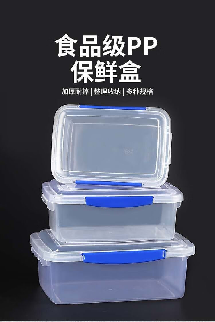 用透明保鲜盒塑料冰箱长方形冰柜收纳盒密封食品盒中号冰盒带密封圈