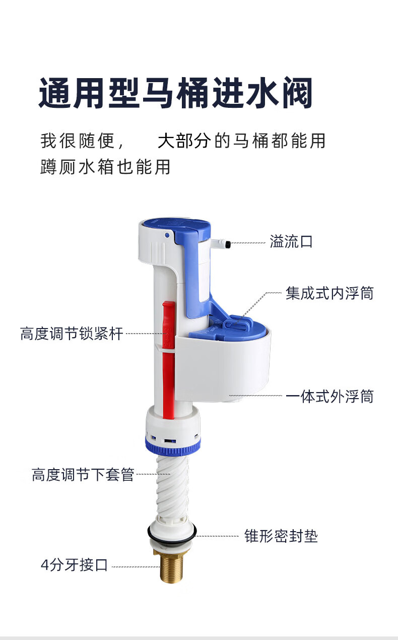 定製通用馬桶配件進水閥門通配出上水器管密封件老式浮球子pom管3代