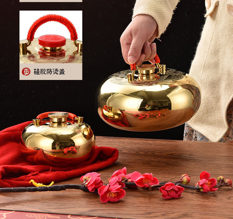 11】汤婆子暖脚壶纯铜加厚汤婆子暖被窝暖脚铜壶烫背热水袋暖手宝捂子