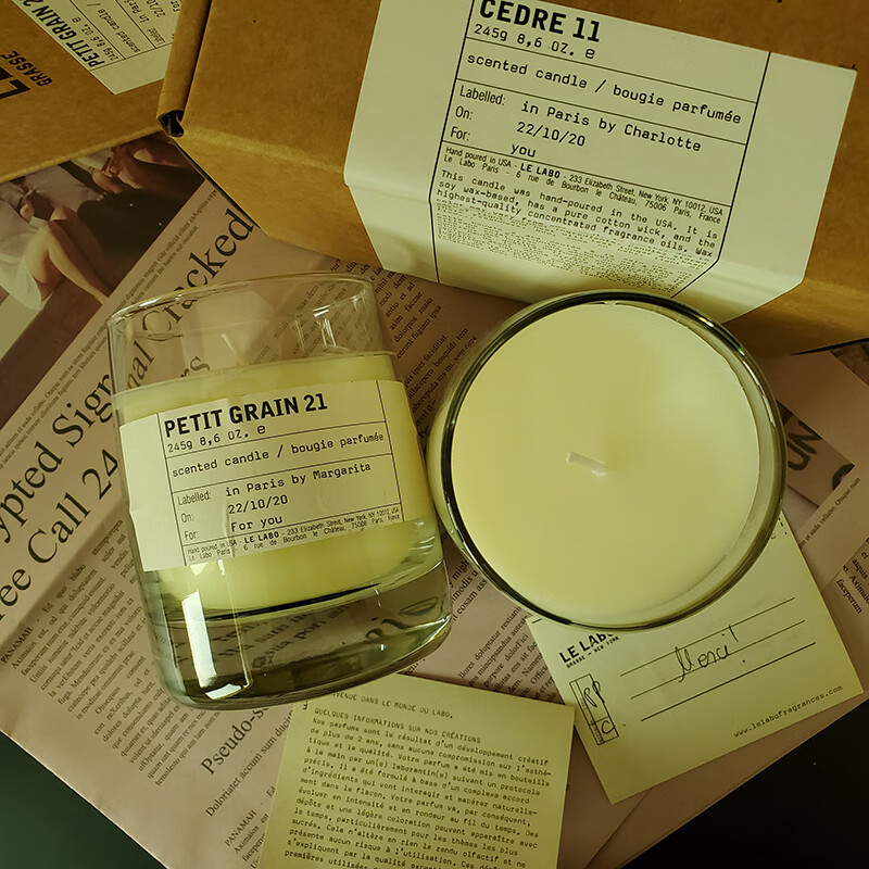 lelabo蜡烛实验室蜡烛香薰11雪松21苦橙17茉莉家居香氛245g11号雪松