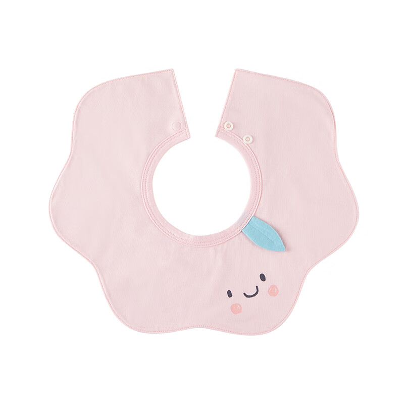 英氏婴儿圆形围嘴儿童口水巾口肩棉质按扣式可爱卡通湖蓝色默认1