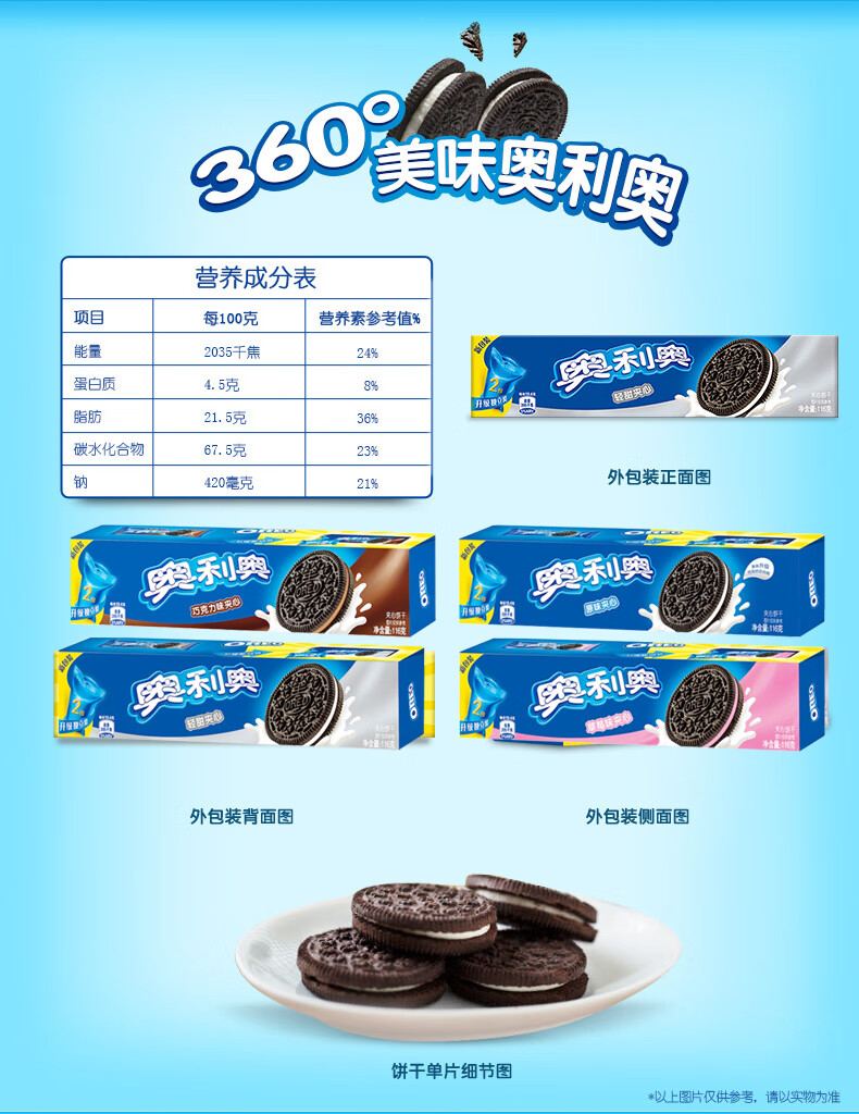 奥利奥夹心饼干116克4盒季节限定白桃乌龙味原味巧克力
