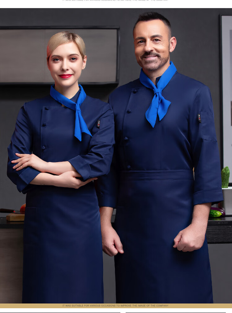 总厨专用工服长袖厨师服白色布盘扣酒店餐饮蛋糕店饭店食堂厨房工作服