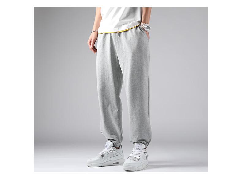 德鲁大叔裤子运动裤男长裤秋冬季宽松美式篮球德鲁大叔抽绳束灰色脚卫