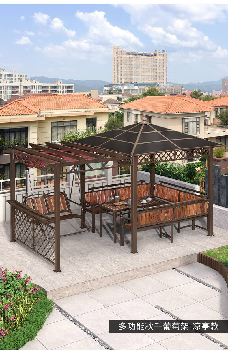 purpleleaf户外凉亭葡萄架防腐木实木室外露台露天阳台天台楼顶花园