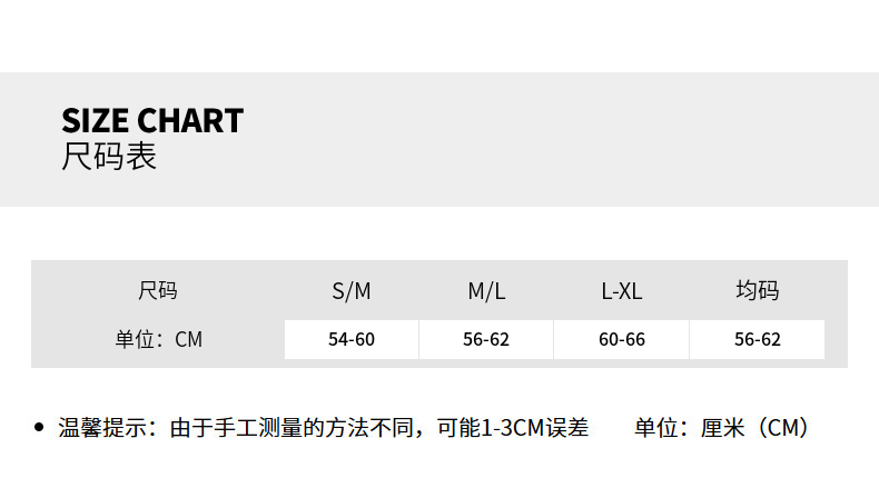 帽子码数对照表图片