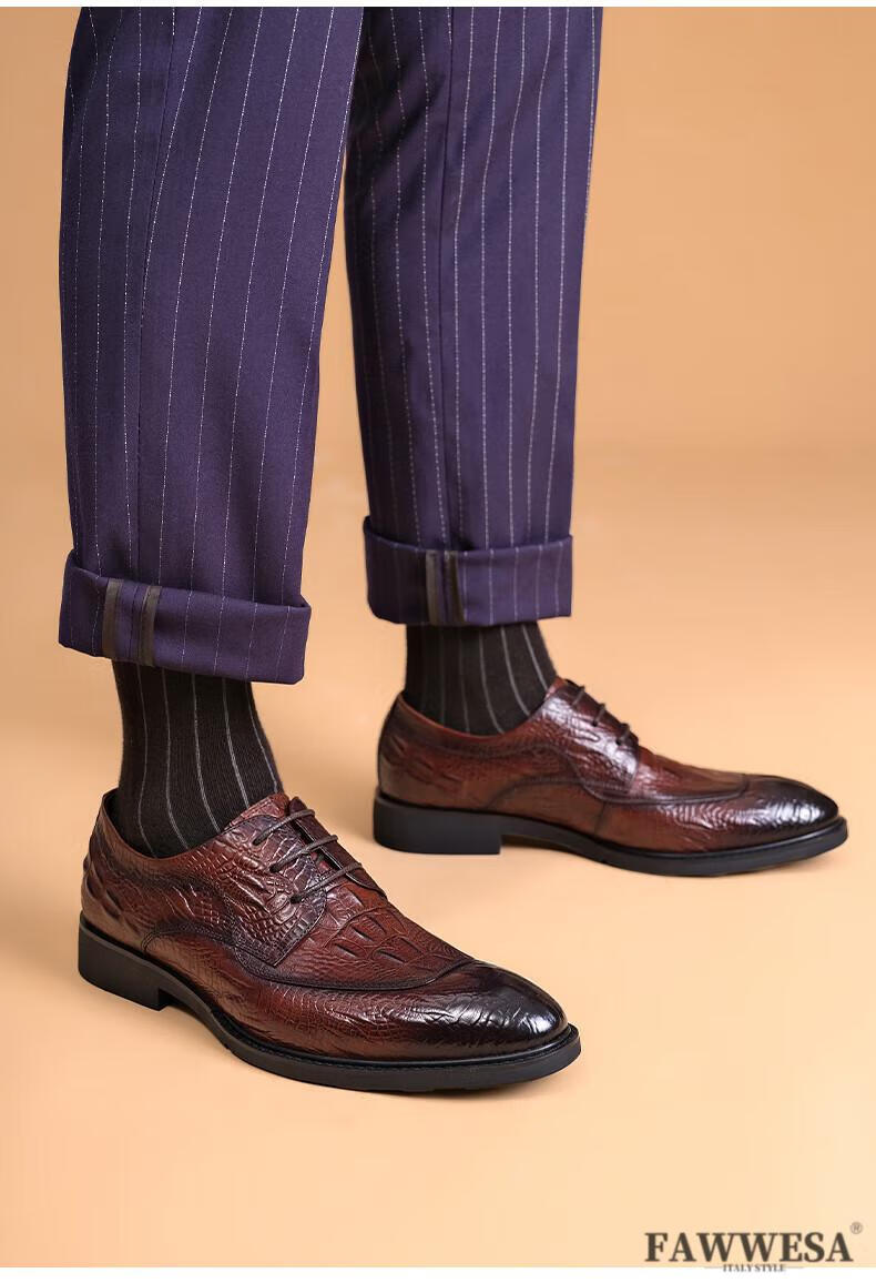fawwesa 法唯莎高端品牌奢侈品男鞋高档秋季皮鞋男士正装商务英伦风