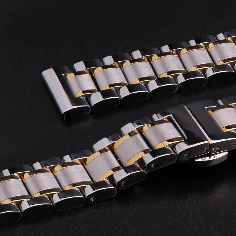适用于实心精钢表带男女款不锈钢手表带适配品牌手表钢表带金属表链