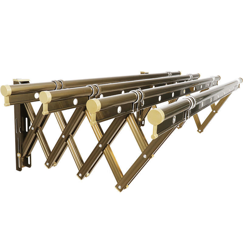 阳台窗外伸缩晾衣架户外推拉晒衣架折叠晾衣杆室外凉衣架晒架 香槟色