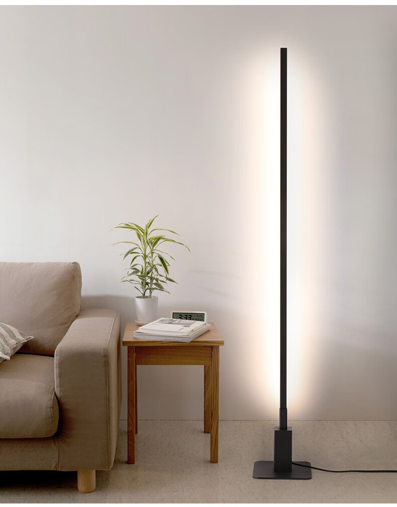 智闪长条led落地灯卧室客厅个性氛围灯北欧简约脚踏开关立式地灯白色