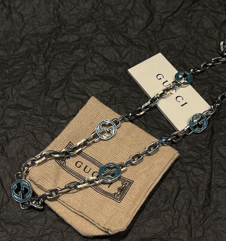 古驰(gucci)互扣式双g项链925银饰 ins小清新送男友送女友同款简约