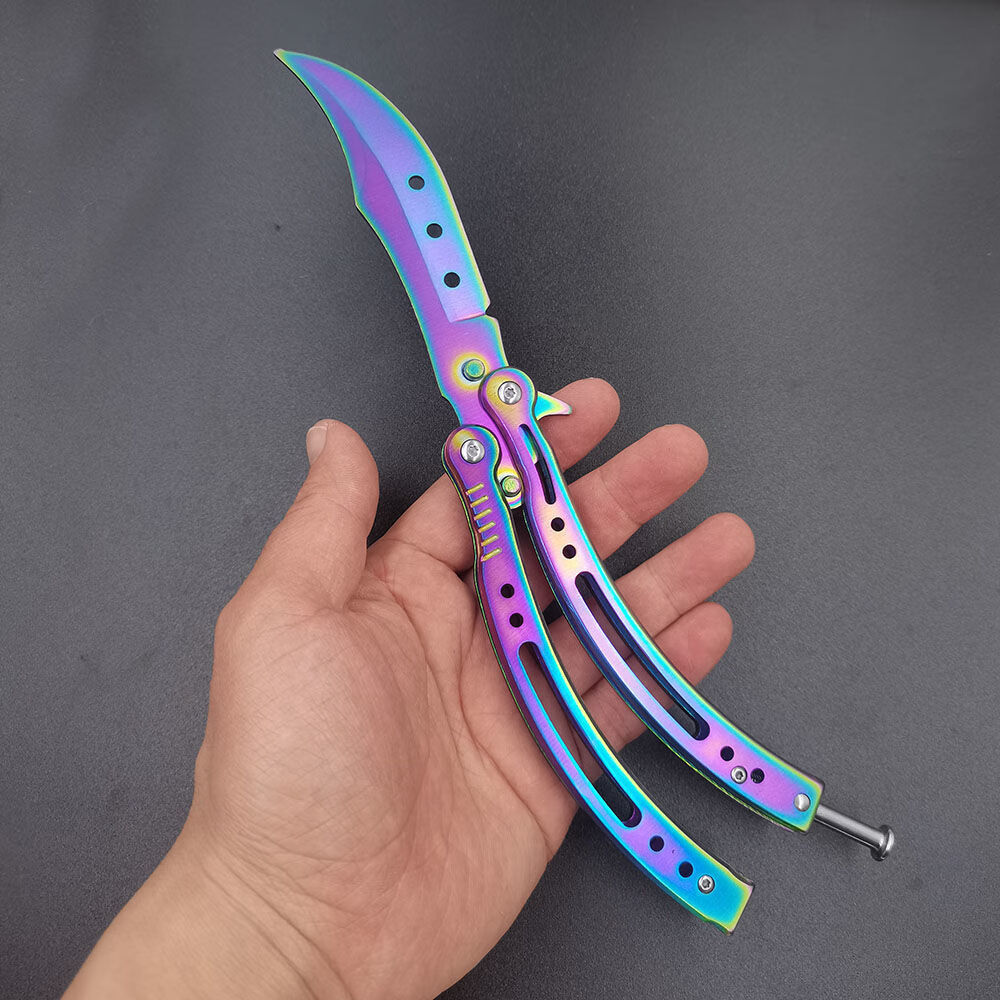 tyui推荐蝴蝶甩手刀不手csgo学生帅气未练习折叠高颜值银色无孔赠小