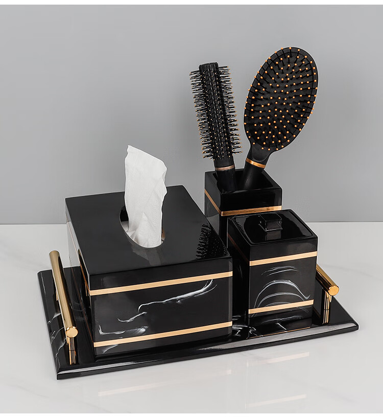 星级酒店卫浴五件套洗漱漱口刷牙杯轻奢浴室用品洗手台托盘样板房摆件