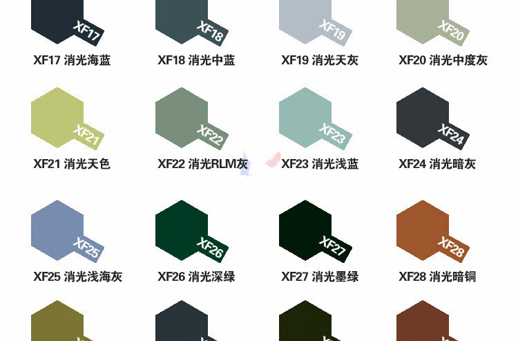 田宫油漆颜料xfxf哑光消光系列军模高达模型水性漆丙烯水性xf17消光