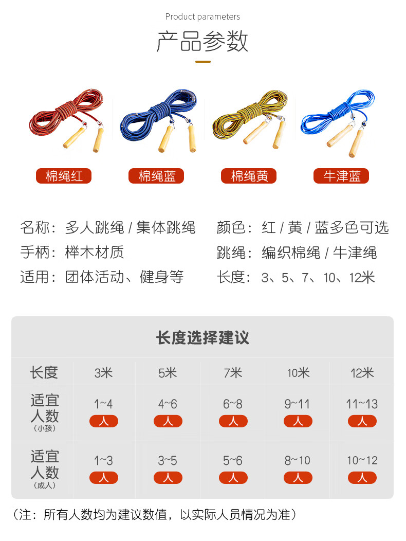 团体多人跳绳长绳5/10米集体摇绳大绳加粗学生儿童成人健身大绳子 7米
