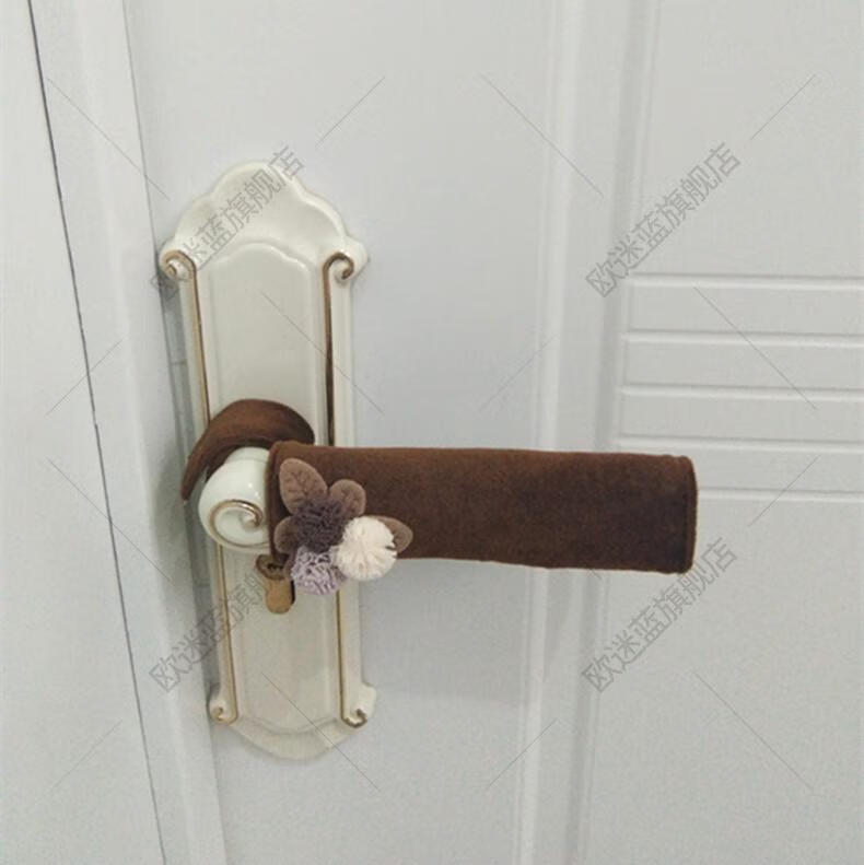 门把手保护套布艺保暖防撞垫门把手套冬门把套拉手套把手套黑色果子2